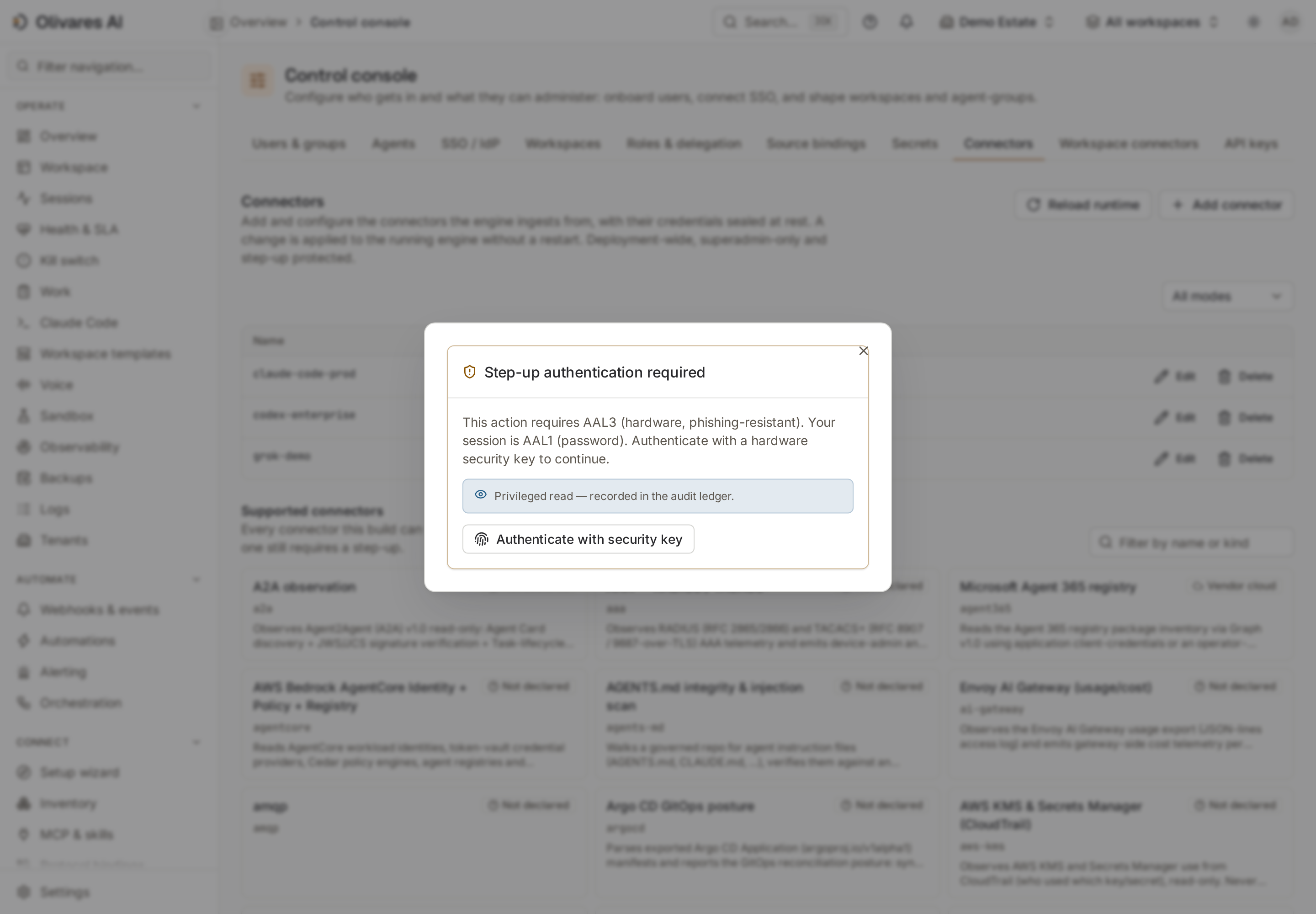 Step-up authentication required — AAL3 (hardware, phishing-resistant)